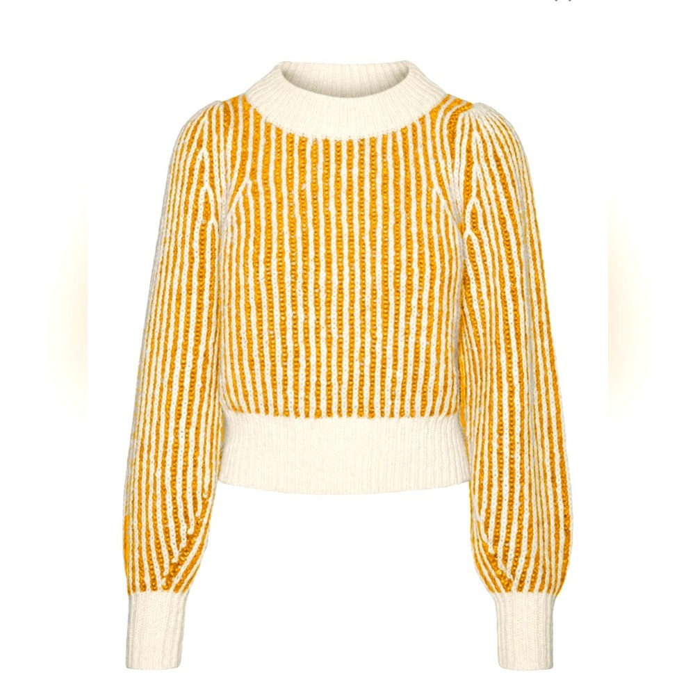 Vero Moda Juliette Stripe Sweater in Birch Stripes Golden Yellow Size 2X NWT - Picture 4 of 4